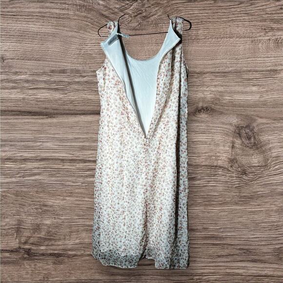 Vintage Floral Maxi Dress – Sleeveless White Chiffon with Pink Ditsy Print –12 - Picture 7 of 7